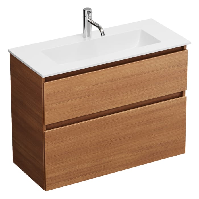 burgbad Lin20 Waschtischunterschrank mit Mineralguss-Waschtisch 82 cm, 2 Auszüge