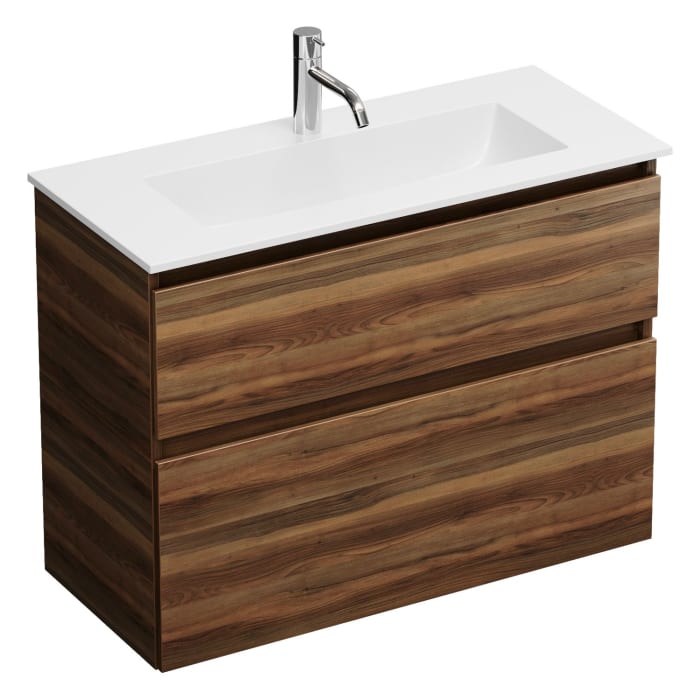 burgbad Lin20 Waschtischunterschrank mit Mineralguss-Waschtisch 82 cm, 2 Auszüge