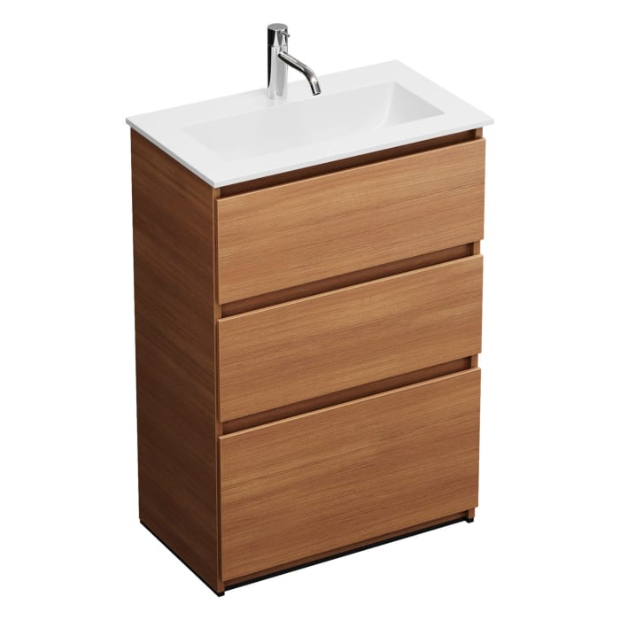 burgbad Lin20 Waschtischunterschrank mit Mineralguss-Waschtisch 62 cm, 3 Auszüge