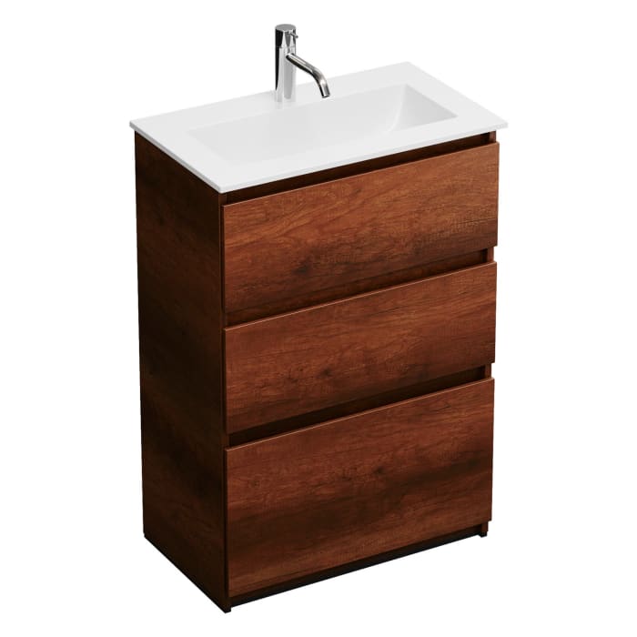 burgbad Lin20 Waschtischunterschrank mit Mineralguss-Waschtisch 62 cm, 3 Auszüge