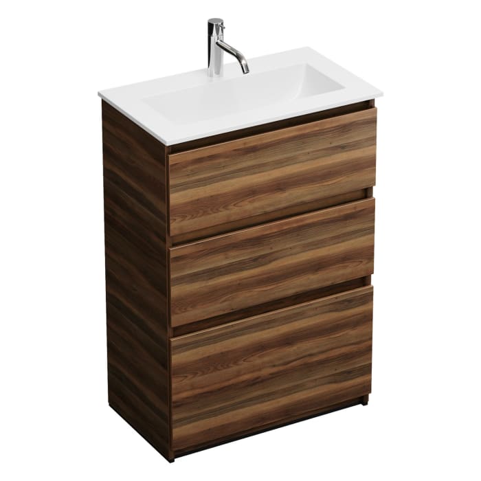 burgbad Lin20 Waschtischunterschrank mit Mineralguss-Waschtisch 62 cm, 3 Auszüge