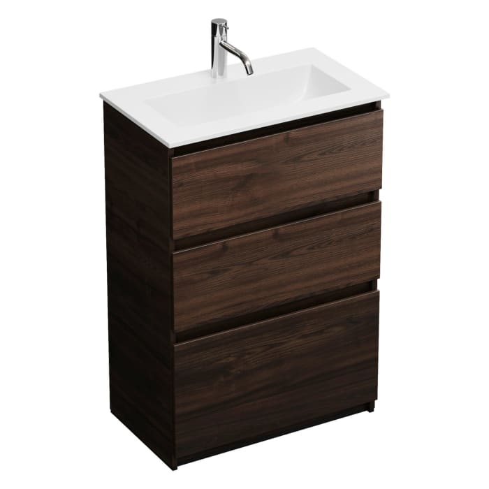 burgbad Lin20 Waschtischunterschrank mit Mineralguss-Waschtisch 62 cm, 3 Auszüge