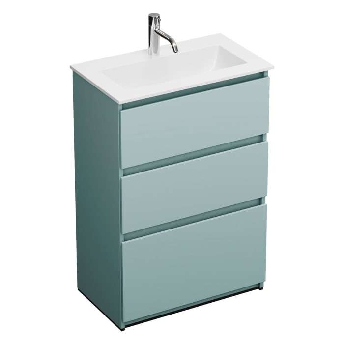 burgbad Lin20 Waschtischunterschrank mit Mineralguss-Waschtisch 62 cm, 3 Auszüge