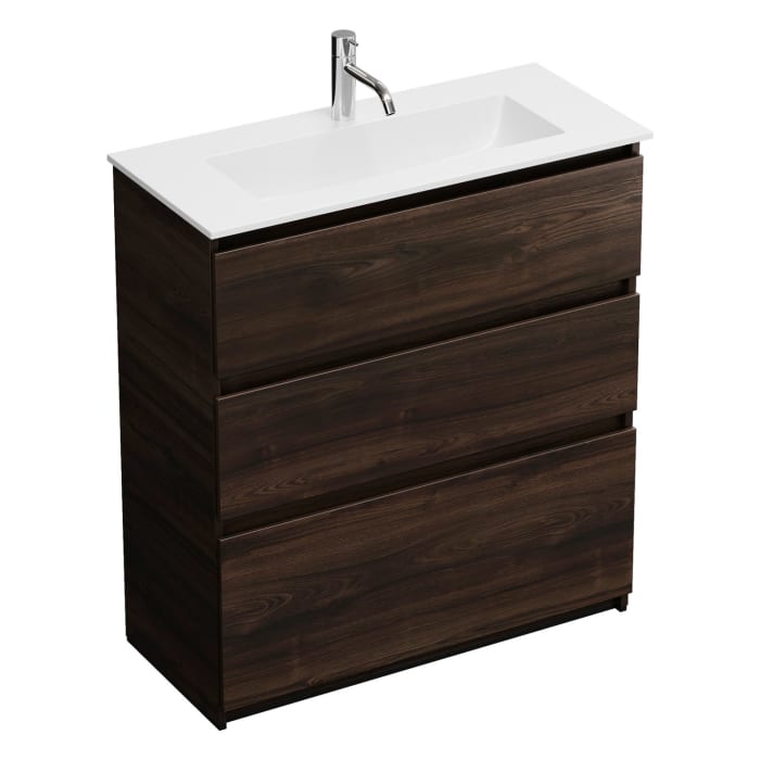 burgbad Lin20 Waschtischunterschrank mit Mineralguss-Waschtisch 82 cm, 3 Auszüge