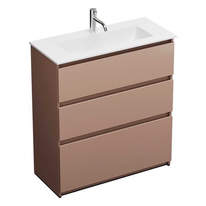 burgbad Lin20 Waschtischunterschrank mit Mineralguss-Waschtisch 82 cm, 3 Auszüge