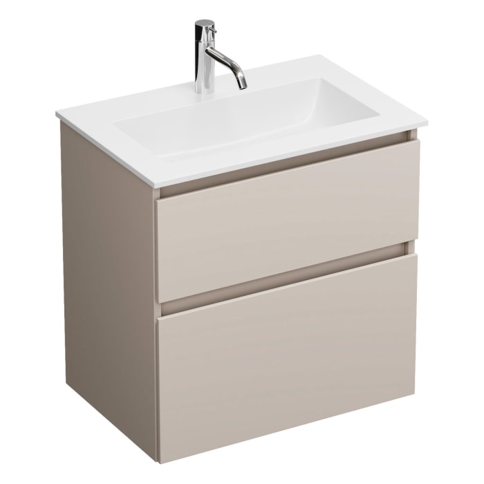 burgbad Lin20 Waschtischunterschrank mit Mineralguss-Waschtisch 62 cm, 2 Auszüge