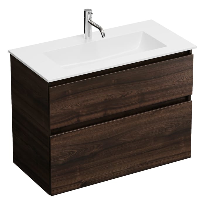 burgbad Lin20 Waschtischunterschrank mit Mineralguss-Waschtisch 82 cm, 2 Auszüge