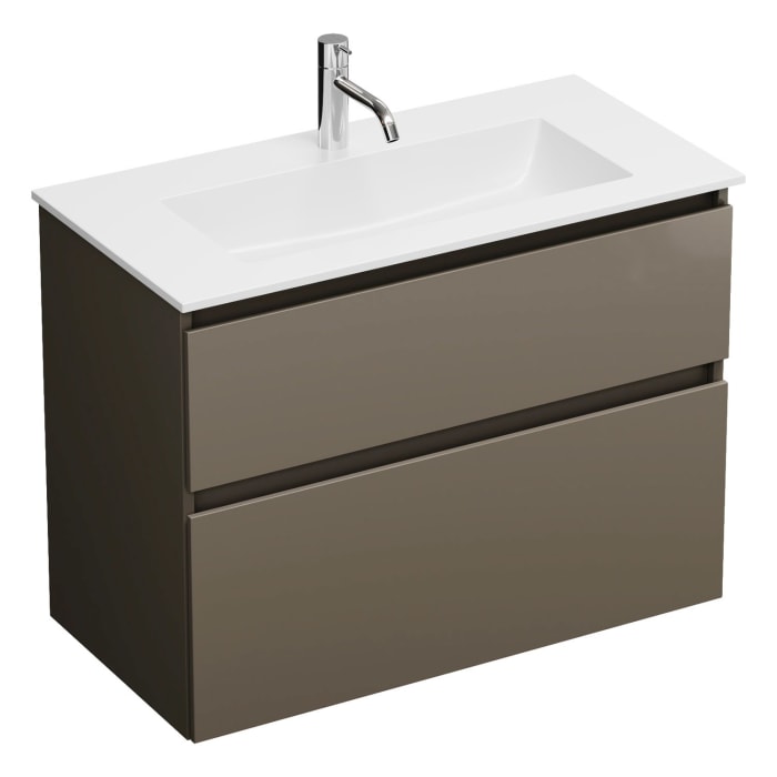 burgbad Lin20 Waschtischunterschrank mit Mineralguss-Waschtisch 82 cm, 2 Auszüge