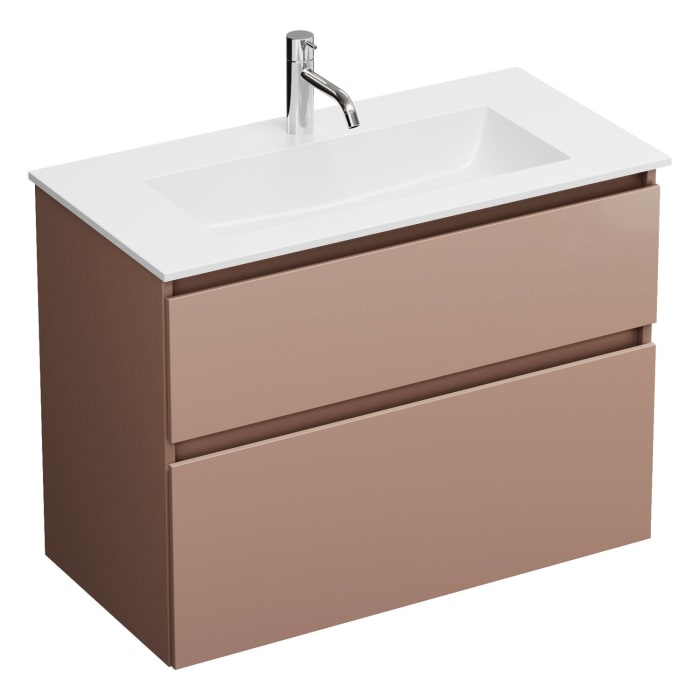 burgbad Lin20 Waschtischunterschrank mit Mineralguss-Waschtisch 82 cm, 2 Auszüge