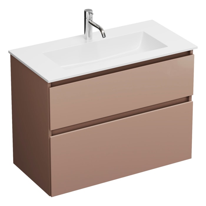 burgbad Lin20 Waschtischunterschrank mit Mineralguss-Waschtisch 82 cm, 2 Auszüge