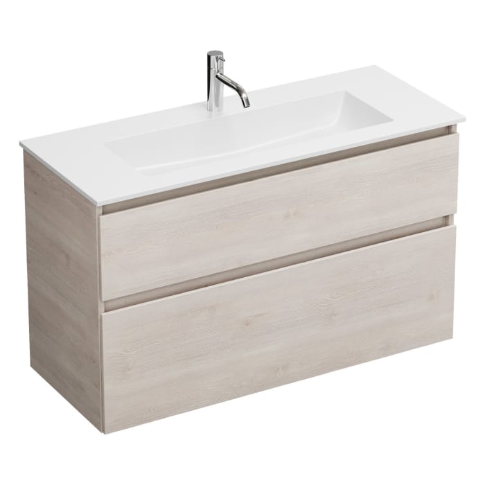 burgbad Lin20 Waschtischunterschrank mit Mineralguss-Waschtisch 102 cm, 2 Auszüge