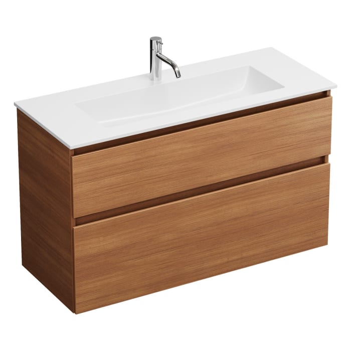 burgbad Lin20 Waschtischunterschrank mit Mineralguss-Waschtisch 102 cm, 2 Auszüge