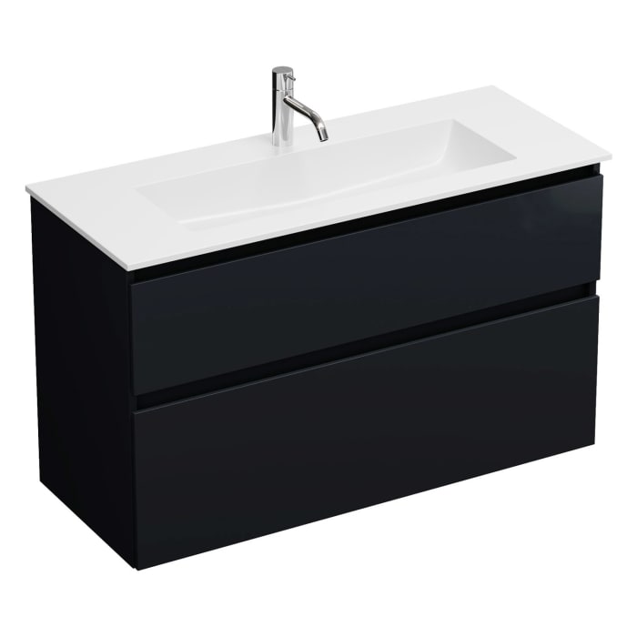 burgbad Lin20 Waschtischunterschrank mit Mineralguss-Waschtisch 102 cm, 2 Auszüge