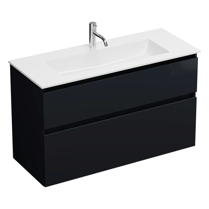 burgbad Lin20 Waschtischunterschrank mit Mineralguss-Waschtisch 102 cm, 2 Auszüge