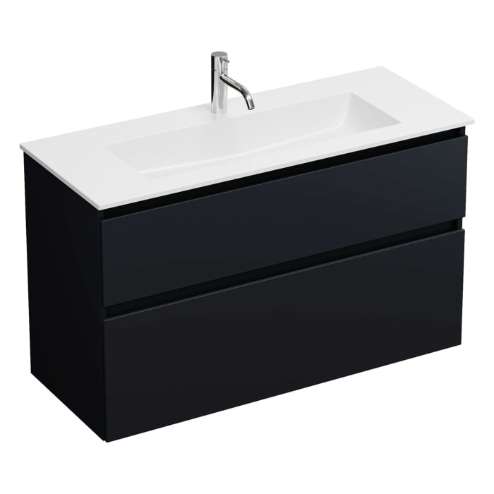 burgbad Lin20 Waschtischunterschrank mit Mineralguss-Waschtisch 102 cm, 2 Auszüge