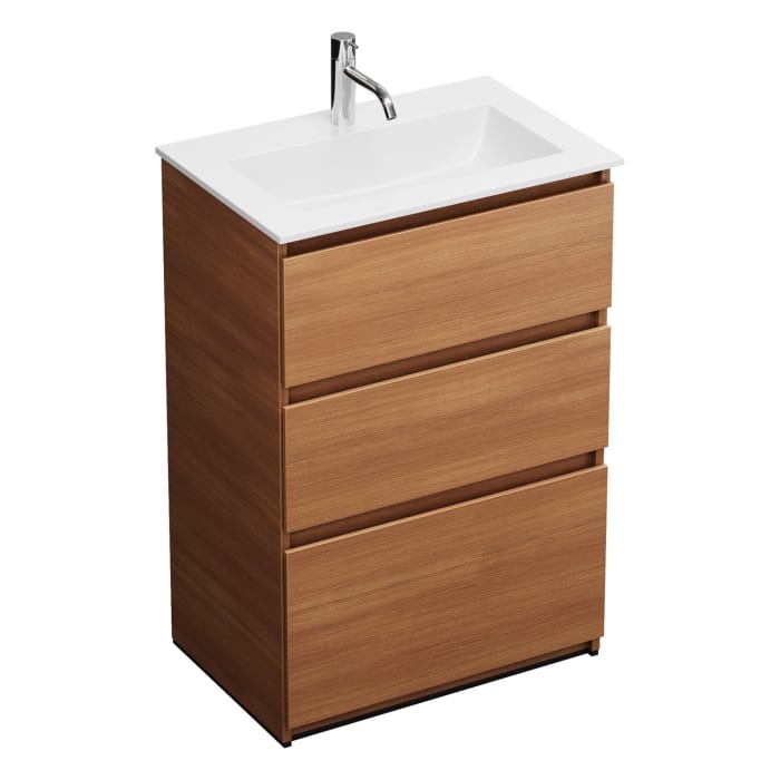 burgbad Lin20 Waschtischunterschrank mit Mineralguss-Waschtisch 62 cm, 3 Auszüge