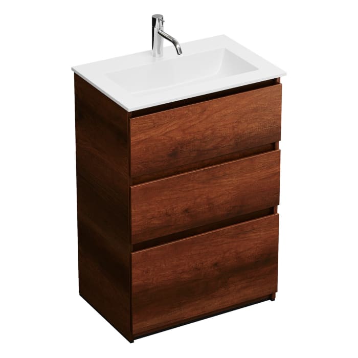 burgbad Lin20 Waschtischunterschrank mit Mineralguss-Waschtisch 62 cm, 3 Auszüge