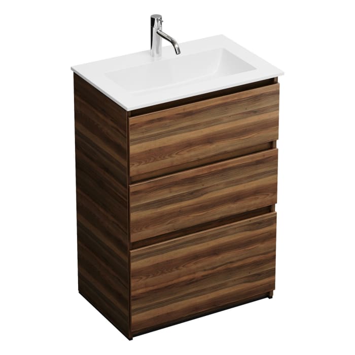 burgbad Lin20 Waschtischunterschrank mit Mineralguss-Waschtisch 62 cm, 3 Auszüge