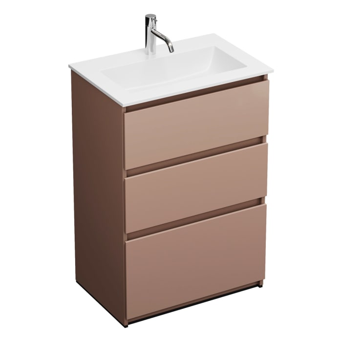 burgbad Lin20 Waschtischunterschrank mit Mineralguss-Waschtisch 62 cm, 3 Auszüge