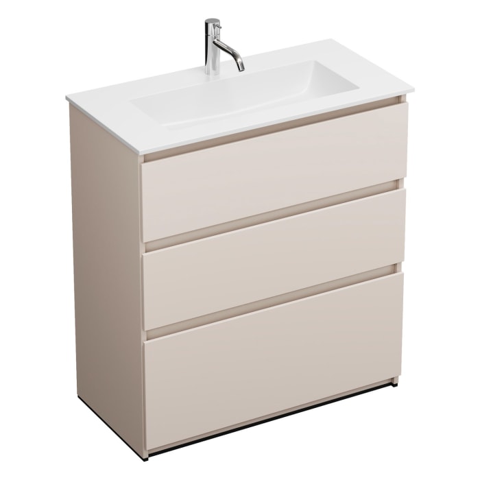 burgbad Lin20 Waschtischunterschrank mit Mineralguss-Waschtisch 82 cm, 3 Auszüge