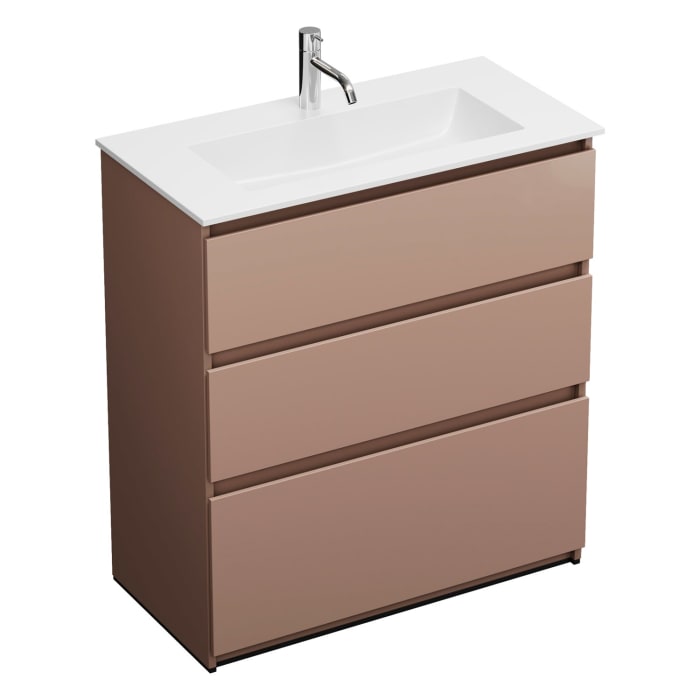 burgbad Lin20 Waschtischunterschrank mit Mineralguss-Waschtisch 82 cm, 3 Auszüge