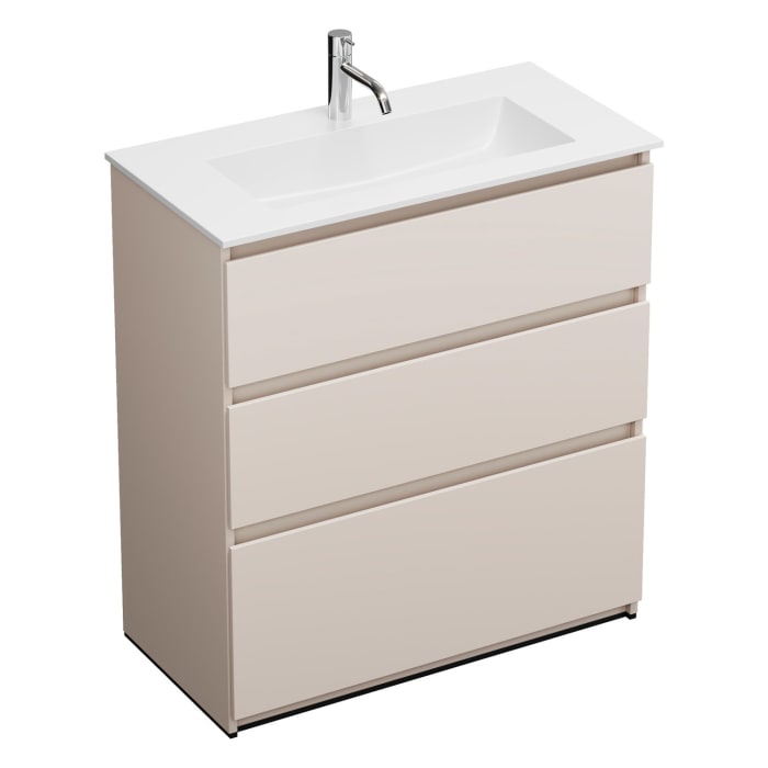 burgbad Lin20 Waschtischunterschrank mit Mineralguss-Waschtisch 82 cm, 3 Auszüge