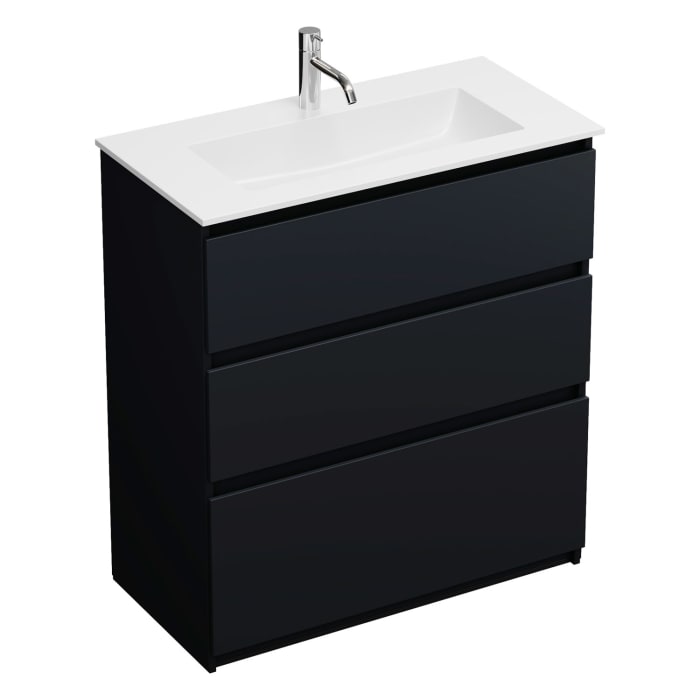 burgbad Lin20 Waschtischunterschrank mit Mineralguss-Waschtisch 82 cm, 3 Auszüge