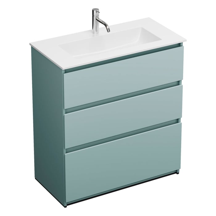 burgbad Lin20 Waschtischunterschrank mit Mineralguss-Waschtisch 82 cm, 3 Auszüge