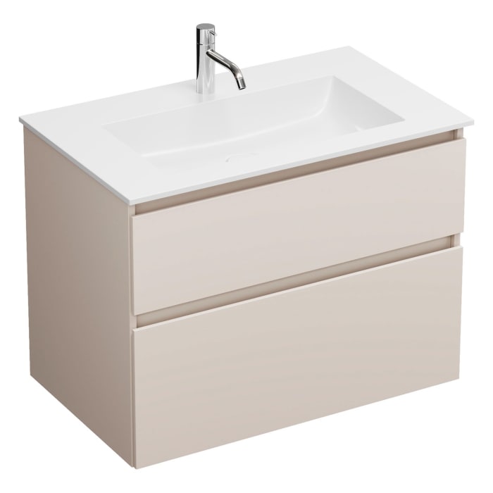 burgbad Lin20 Waschtischunterschrank mit Mineralguss-Waschtisch 82 cm, 2 Auszüge