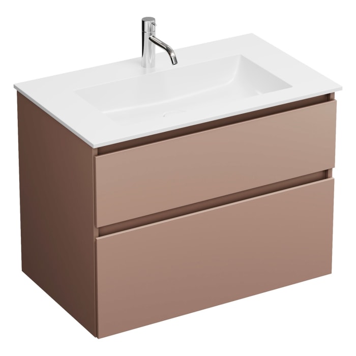 burgbad Lin20 Waschtischunterschrank mit Mineralguss-Waschtisch 82 cm, 2 Auszüge