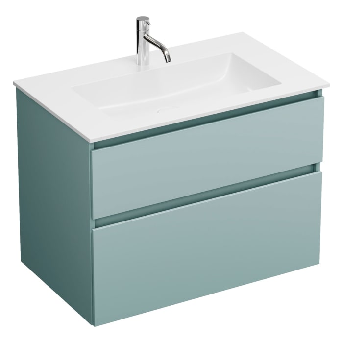 burgbad Lin20 Waschtischunterschrank mit Mineralguss-Waschtisch 82 cm, 2 Auszüge