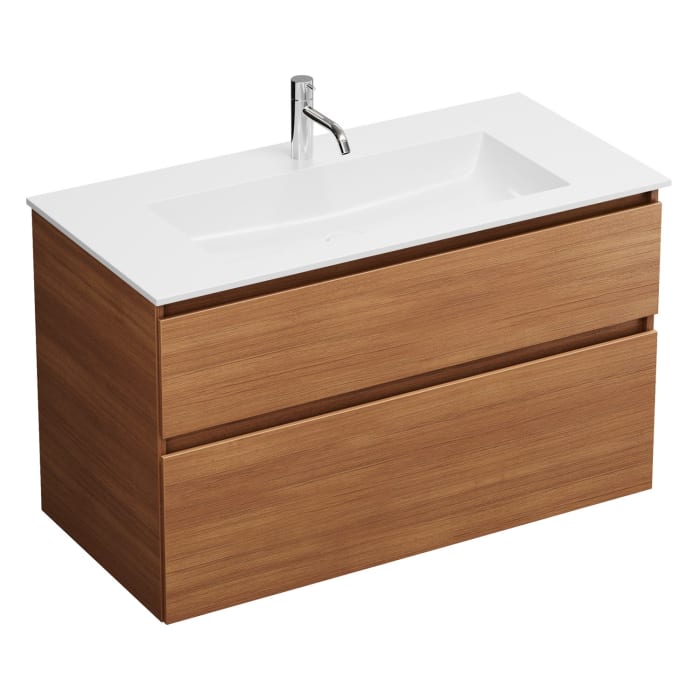 burgbad Lin20 Waschtischunterschrank mit Mineralguss-Waschtisch 102 cm, 2 Auszüge