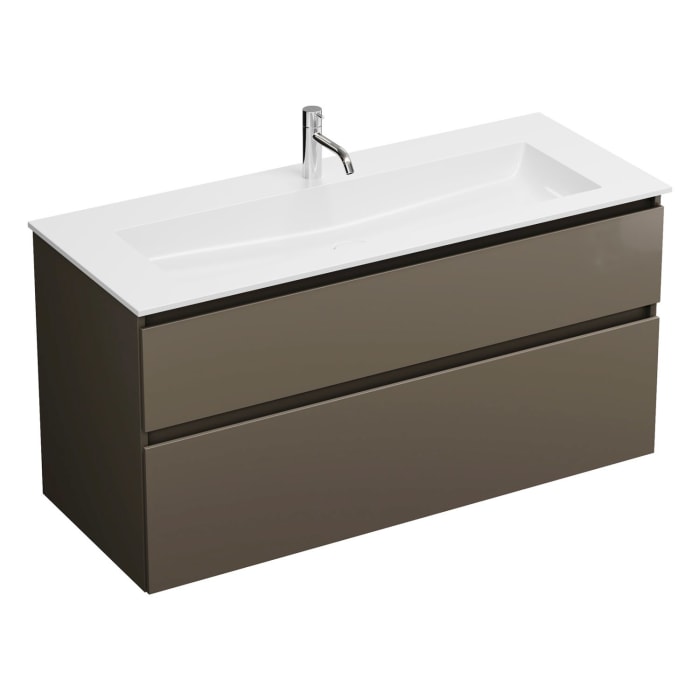 burgbad Lin20 Waschtischunterschrank mit Mineralguss-Waschtisch 122 cm, 2 Auszüge