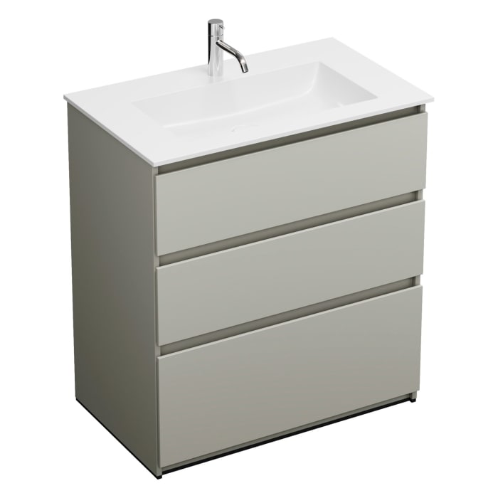 burgbad Lin20 Waschtischunterschrank mit Mineralguss-Waschtisch 82 cm, 3 Auszüge