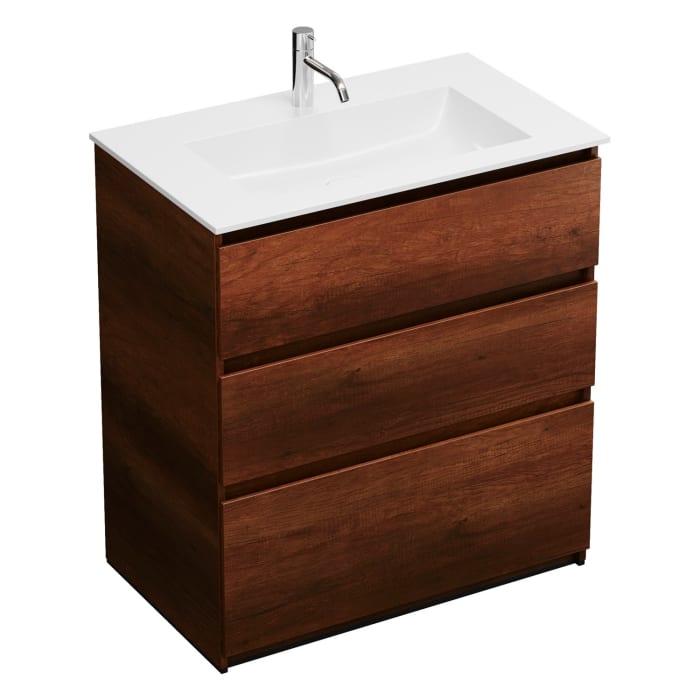 burgbad Lin20 Waschtischunterschrank mit Mineralguss-Waschtisch 82 cm, 3 Auszüge