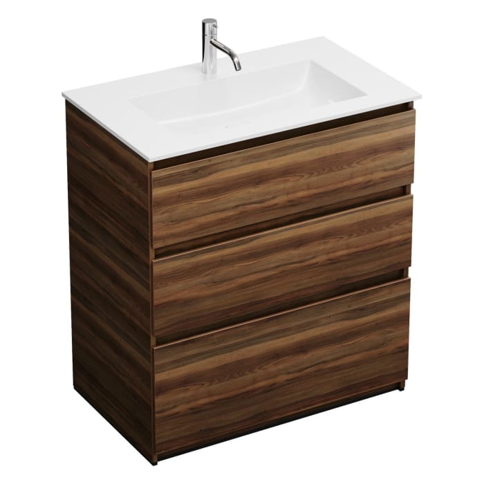 burgbad Lin20 Waschtischunterschrank mit Mineralguss-Waschtisch 82 cm, 3 Auszüge