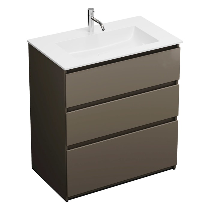 burgbad Lin20 Waschtischunterschrank mit Mineralguss-Waschtisch 82 cm, 3 Auszüge