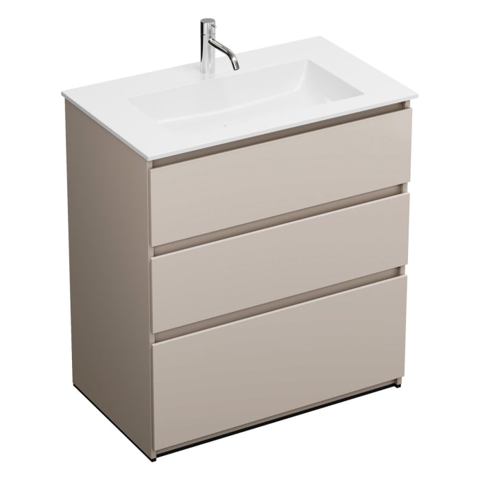 burgbad Lin20 Waschtischunterschrank mit Mineralguss-Waschtisch 82 cm, 3 Auszüge