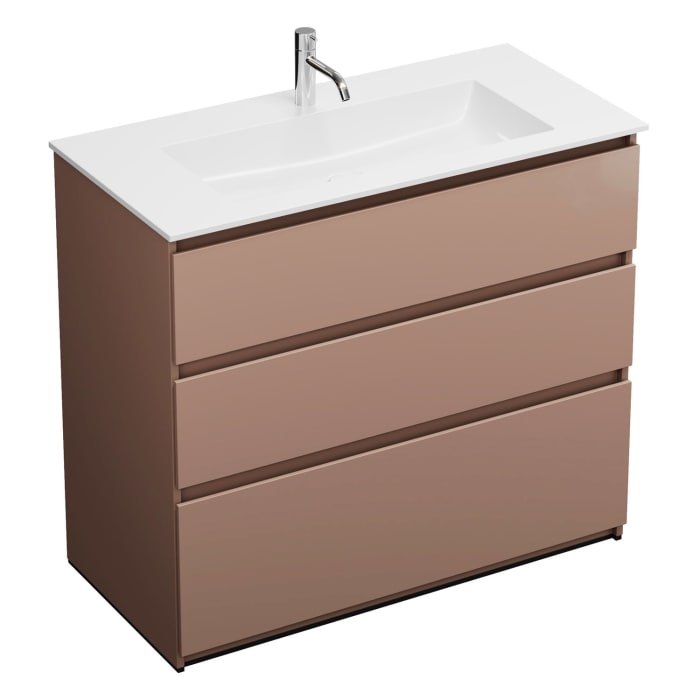 burgbad Lin20 Waschtischunterschrank mit Mineralguss-Waschtisch 102 cm, 3 Auszüge