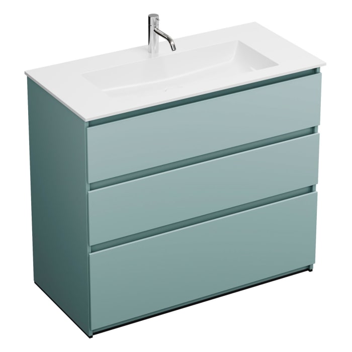 burgbad Lin20 Waschtischunterschrank mit Mineralguss-Waschtisch 102 cm, 3 Auszüge