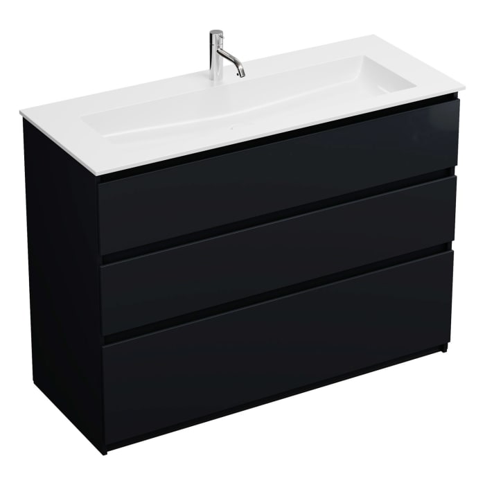 burgbad Lin20 Waschtischunterschrank mit Mineralguss-Waschtisch 122 cm, 3 Auszüge