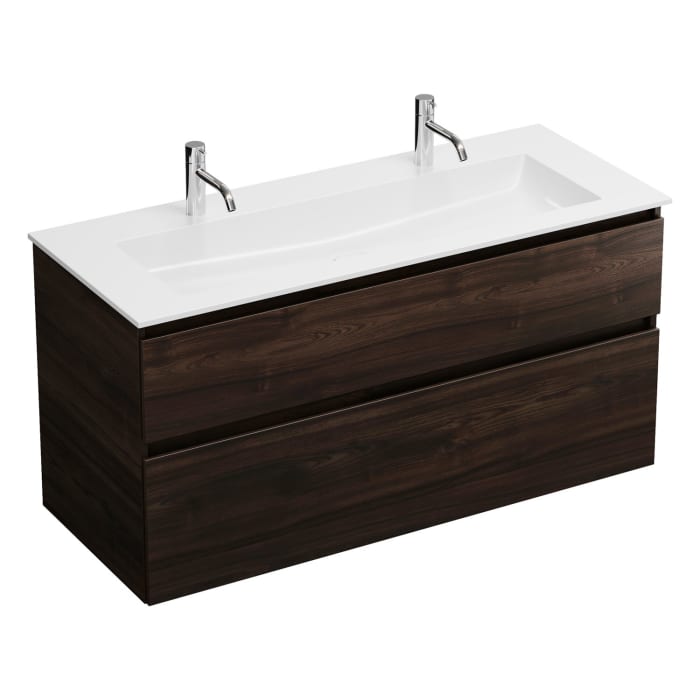 burgbad Lin20 Waschtischunterschrank mit Mineralguss-Waschtisch 122 cm, 2 Auszüge