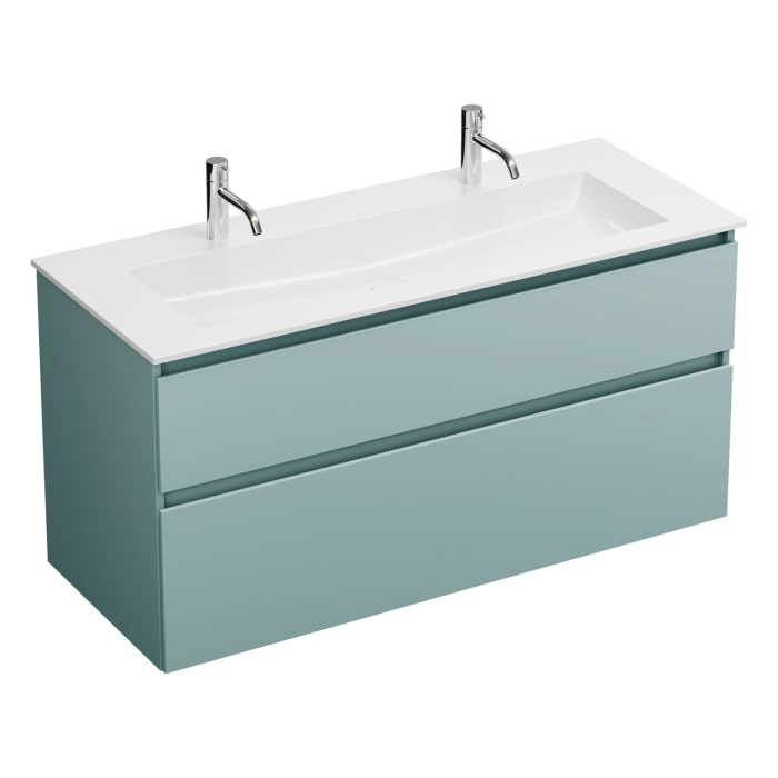 burgbad Lin20 Waschtischunterschrank mit Mineralguss-Waschtisch 122 cm, 2 Auszüge