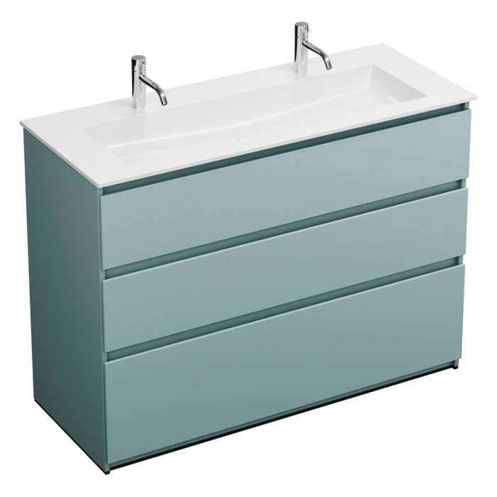 burgbad Lin20 Waschtischunterschrank mit Mineralguss-Waschtisch 122 cm, 3 Auszüge