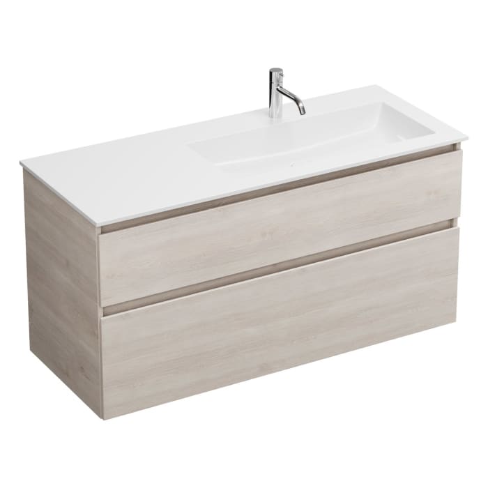 burgbad Lin20 Waschtischunterschrank mit Mineralguss-Waschtisch 122 cm, 2 Auszüge, rechts