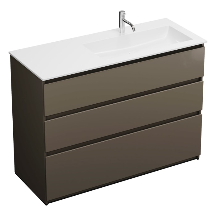 burgbad Lin20 Waschtischunterschrank mit Mineralguss-Waschtisch 122 cm, 3 Auszüge, rechts