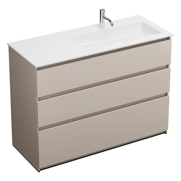 burgbad Lin20 Waschtischunterschrank mit Mineralguss-Waschtisch 122 cm, 3 Auszüge, rechts