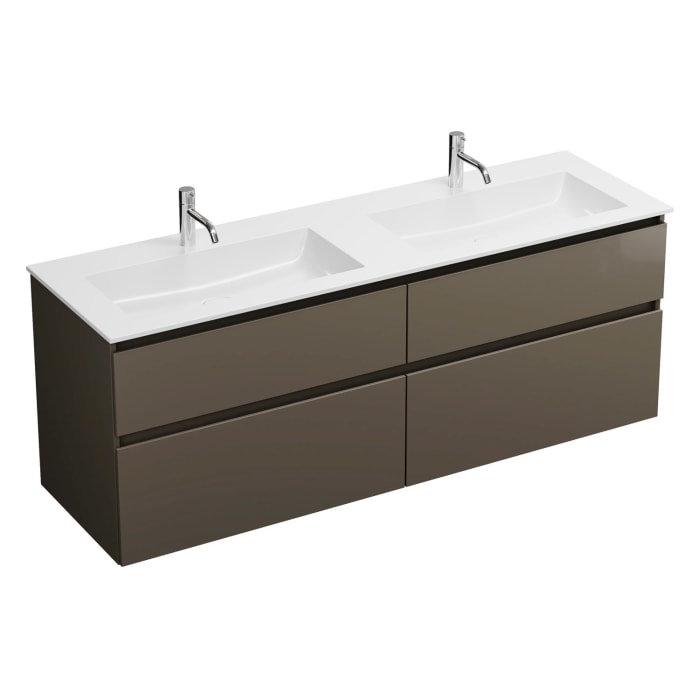 burgbad Lin20 Waschtischunterschrank mit Mineralguss-Doppelwaschtisch 162 cm, 4 Auszüge, links und rechts