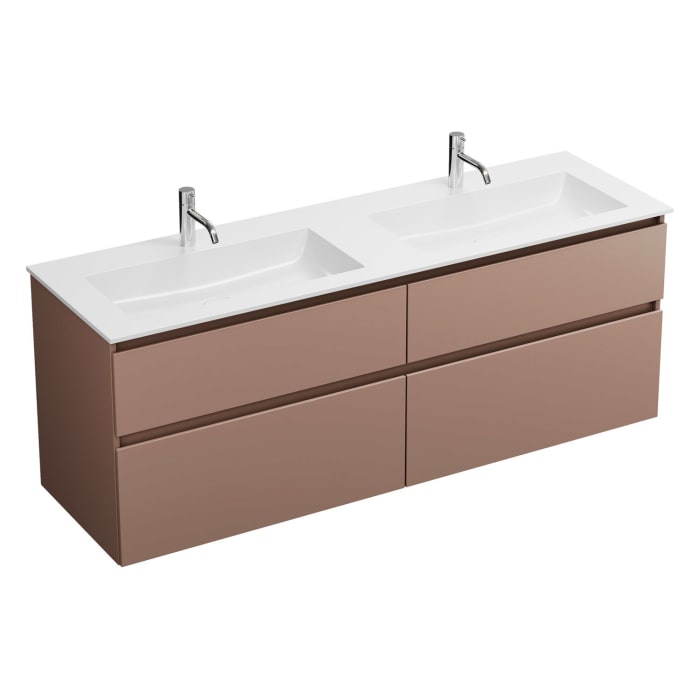 burgbad Lin20 Waschtischunterschrank mit Mineralguss-Doppelwaschtisch 162 cm, 4 Auszüge, links und rechts