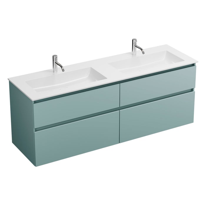 burgbad Lin20 Waschtischunterschrank mit Mineralguss-Doppelwaschtisch 162 cm, 4 Auszüge, links und rechts